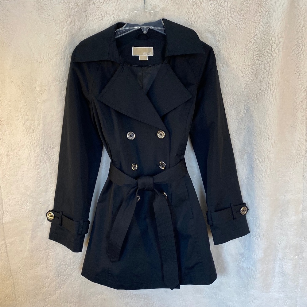 Michael Kors Double-breasted Trench Coat in Black - Women's size M